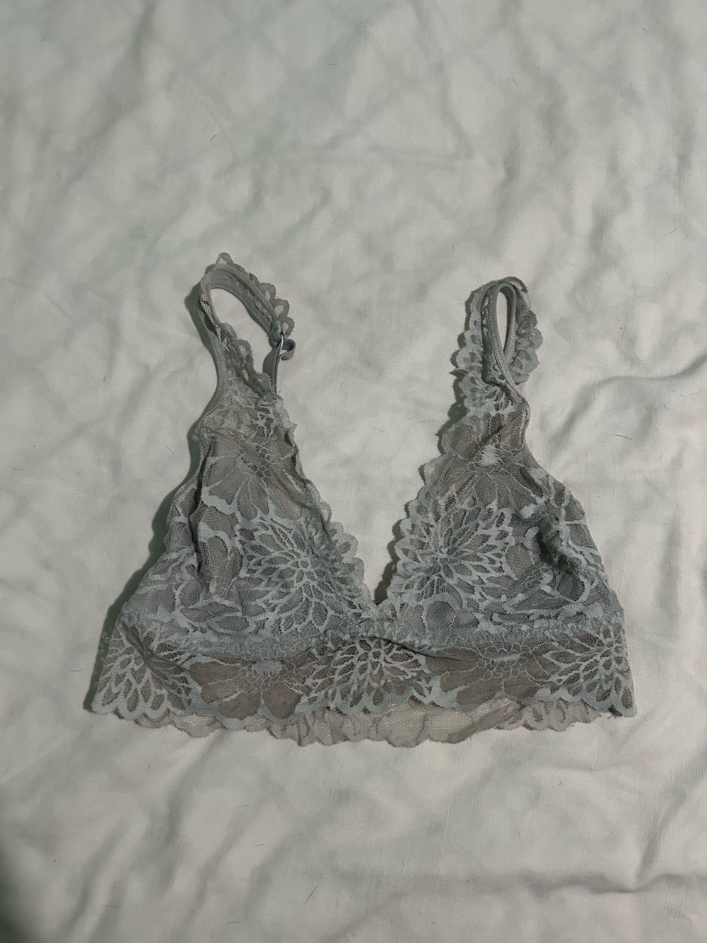 Lace Triangle Bralette - Light Gray